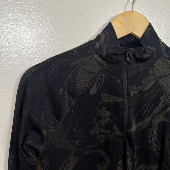 Athleta Momentum Seamless Half Zip Size Small Black Brown Running Workout Hiking - Picture 4 of 9